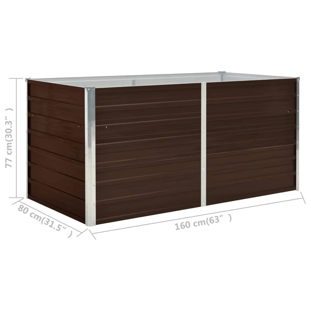 Mesa de cultivo de acero galvanizado marrón 160x80x77 cm