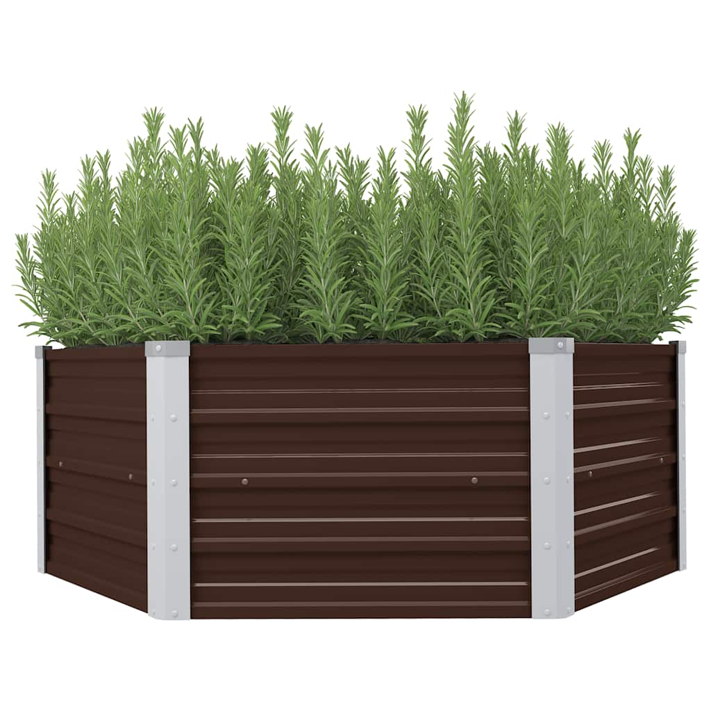 Mesa de cultivo de acero galvanizado marrón 129x129x45 cm