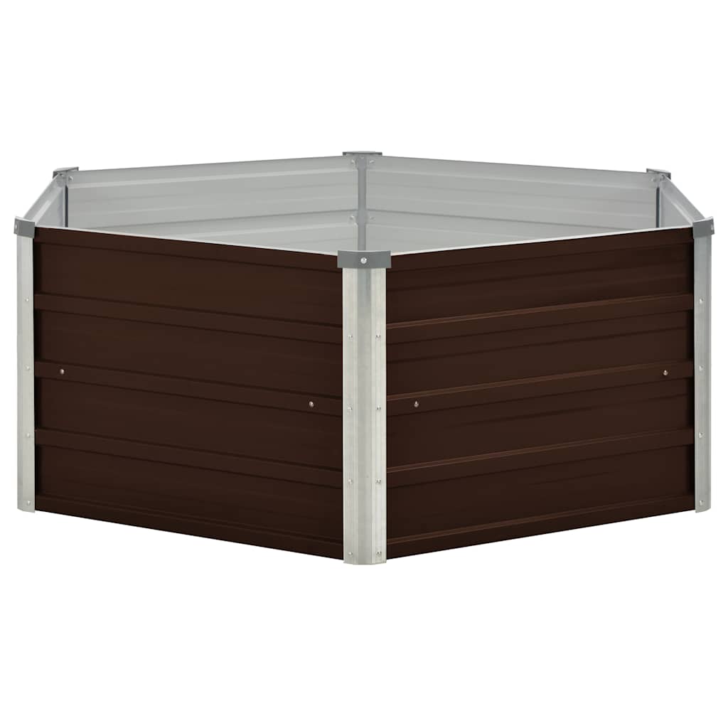 Mesa de cultivo de acero galvanizado marrón 129x129x45 cm