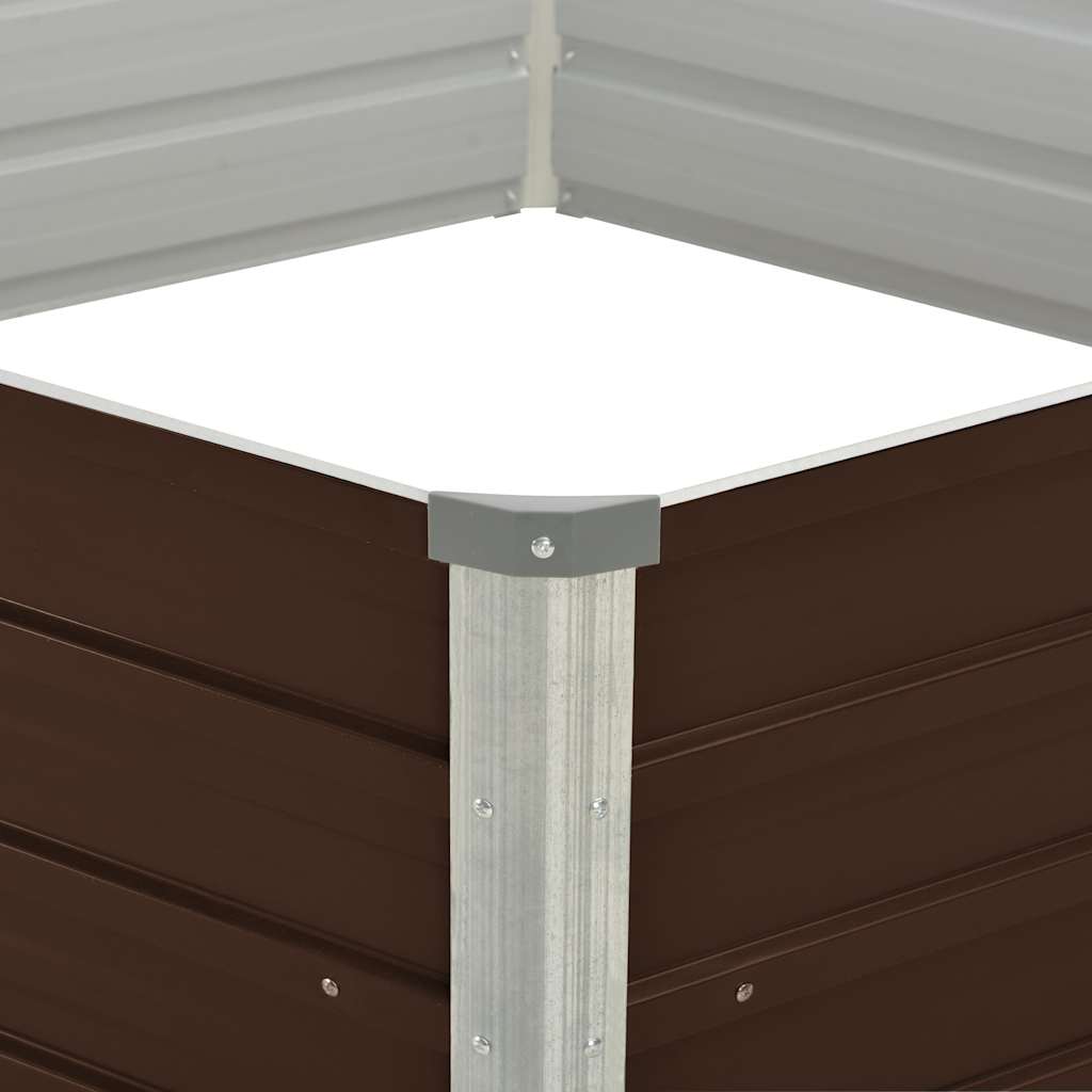 Mesa de cultivo de acero galvanizado marrón 129x129x45 cm
