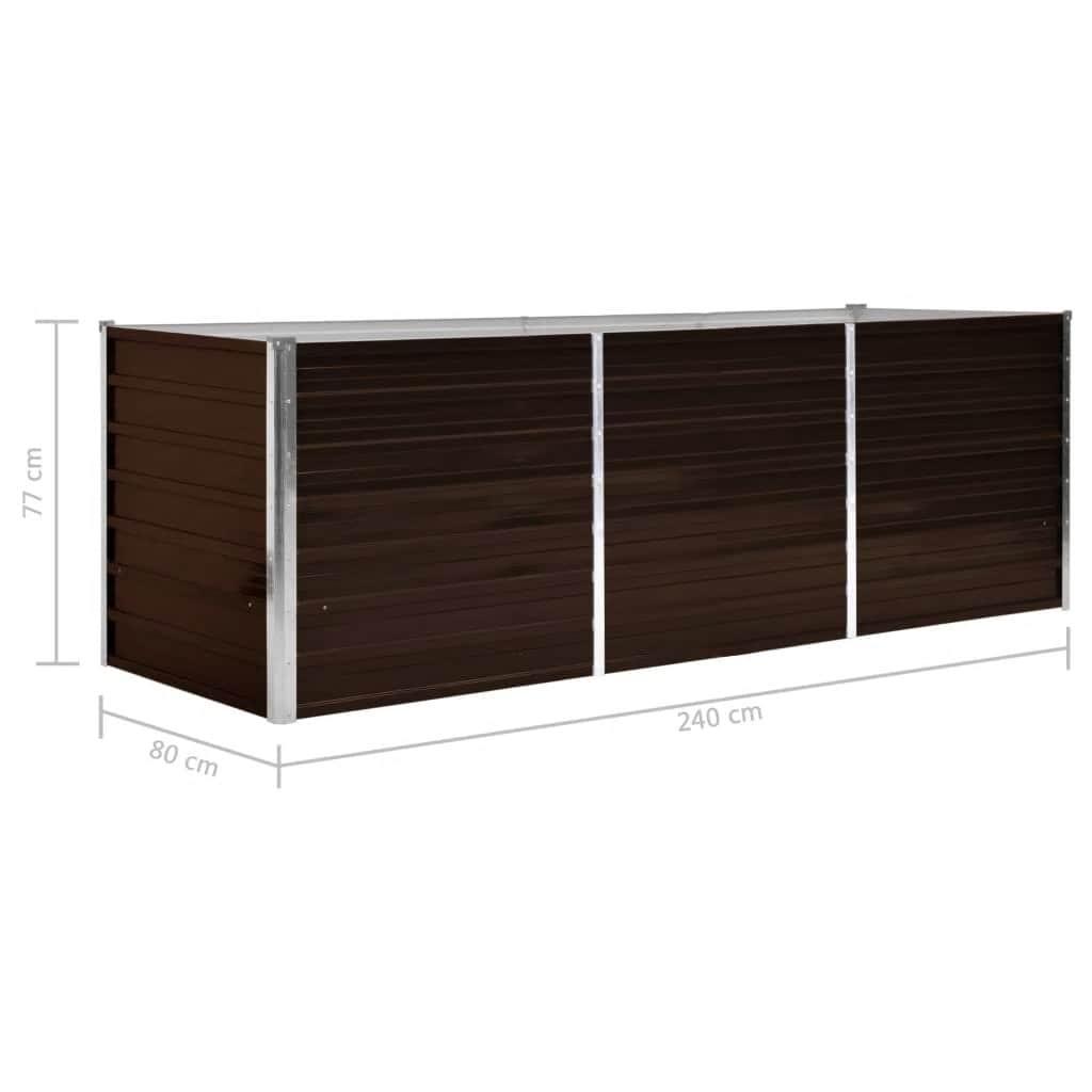 Arriate de acero galvanizado marrón 240x80x77 cm
