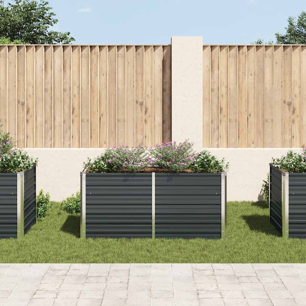 Jardinera elevada acero galvanizado gris antracita 160x80x77cm