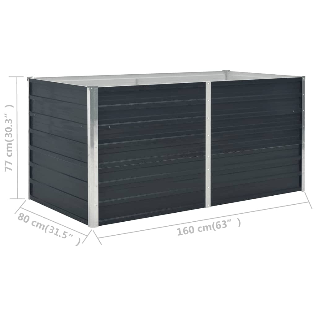 Jardinera elevada acero galvanizado gris antracita 160x80x77cm