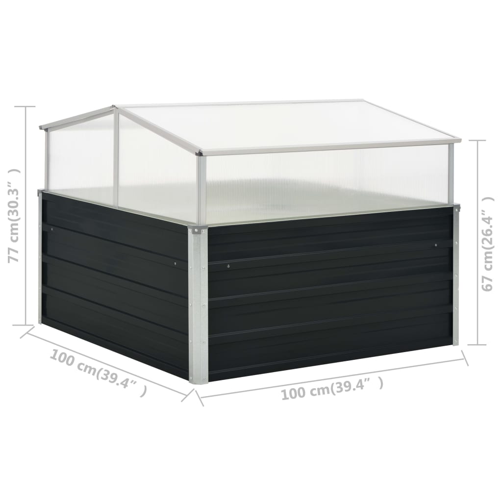 Invernadero de acero galvanizado gris antracita 100x100x77 cm
