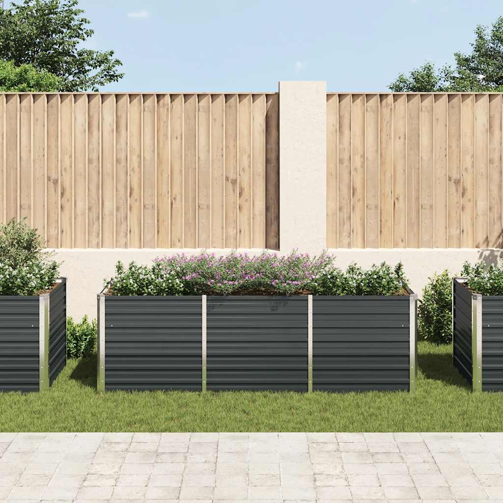 Arriate de acero galvanizado gris antracita 240x80x77 cm