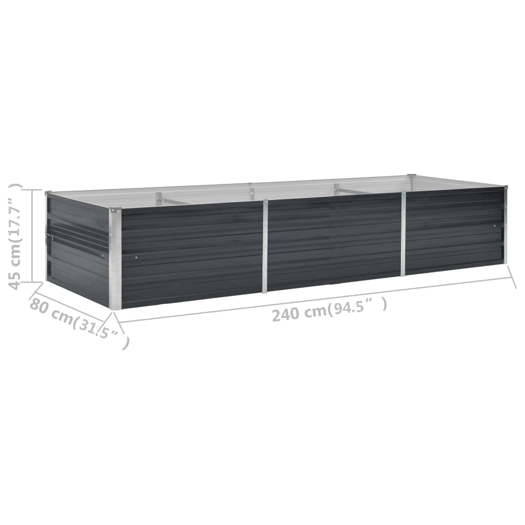 Arriate de acero galvanizado gris antracita 240x80x45 cm