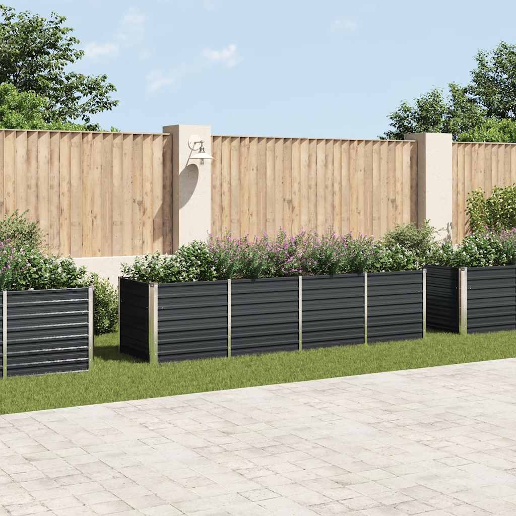 Arriate de acero galvanizado gris antracita 240x80x45 cm