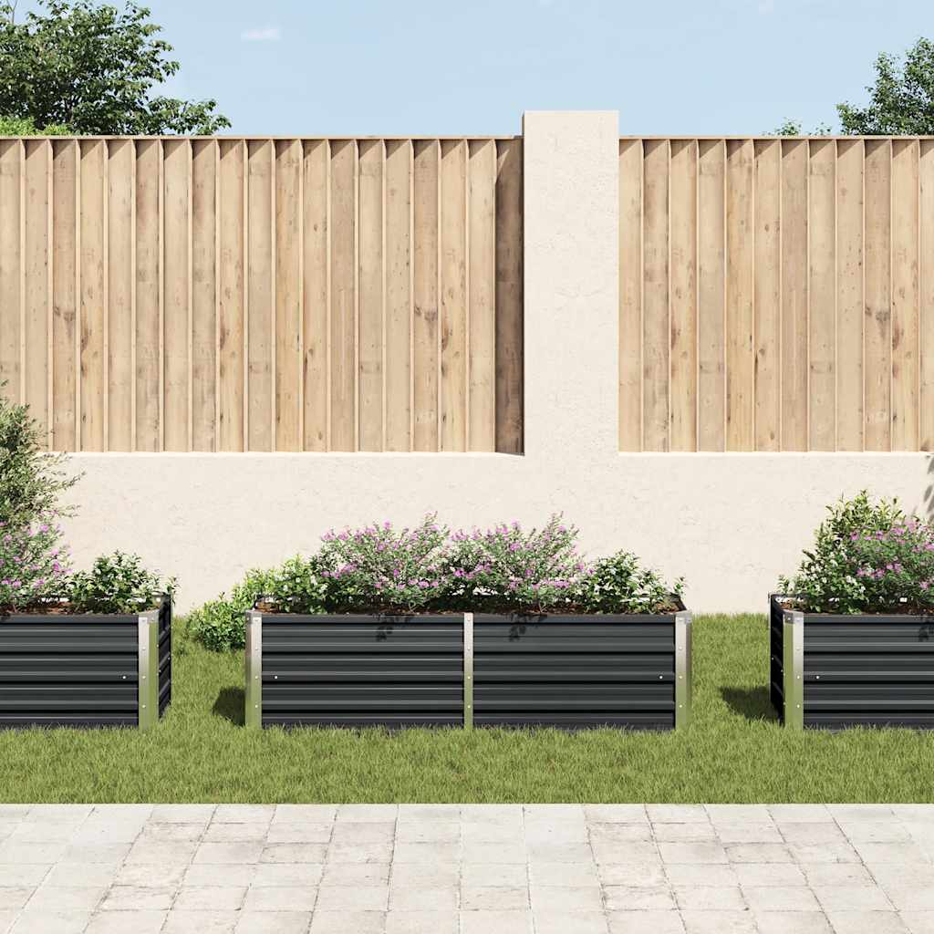 Arriate de acero galvanizado gris antracita 160x40x45 cm