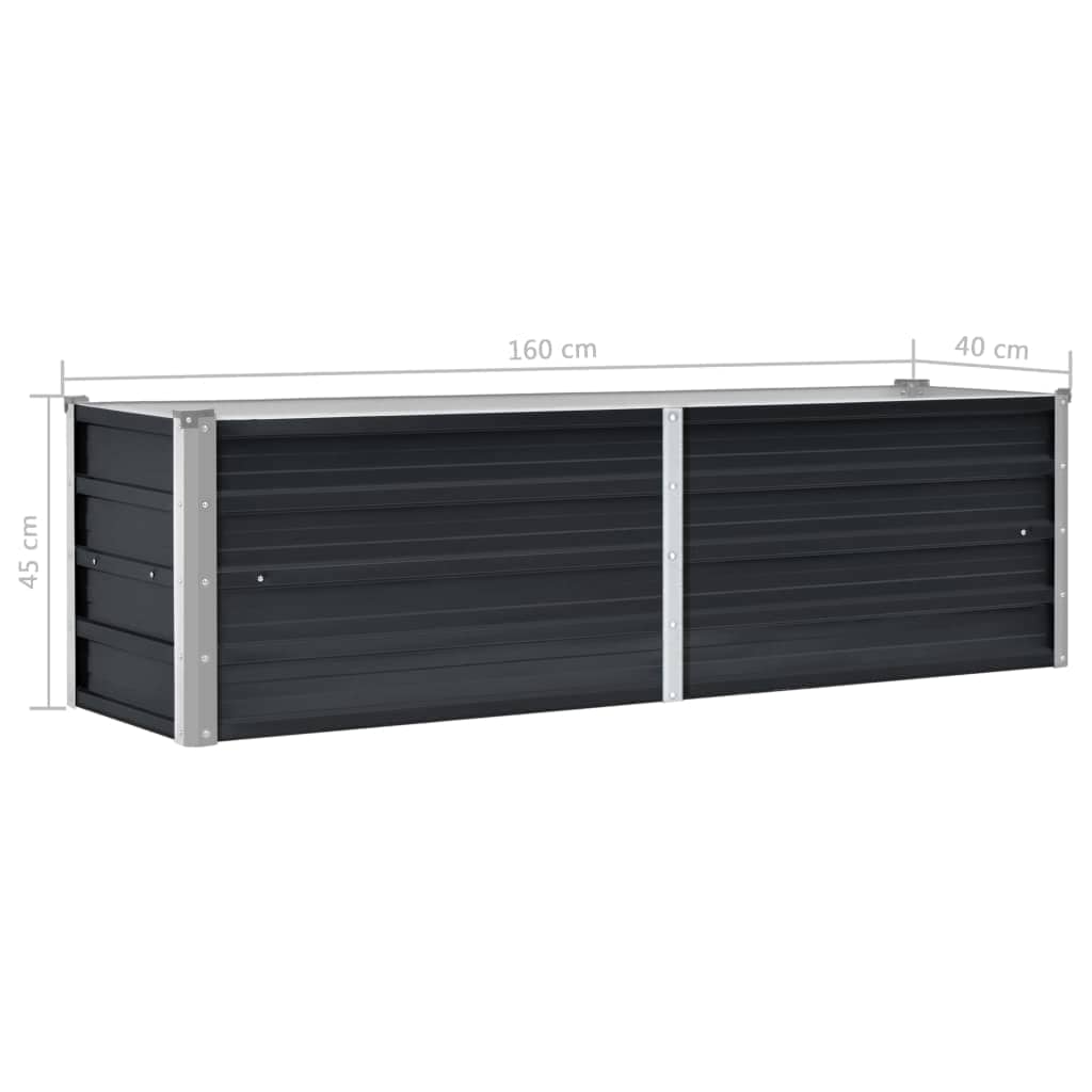 Arriate de acero galvanizado gris antracita 160x40x45 cm