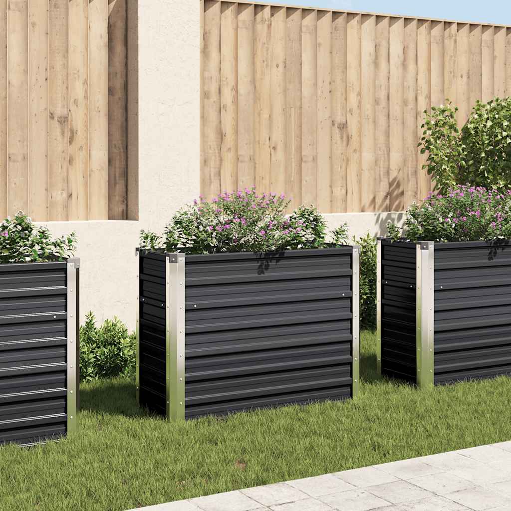 Arriate de acero galvanizado gris antracita 100x40x77 cm