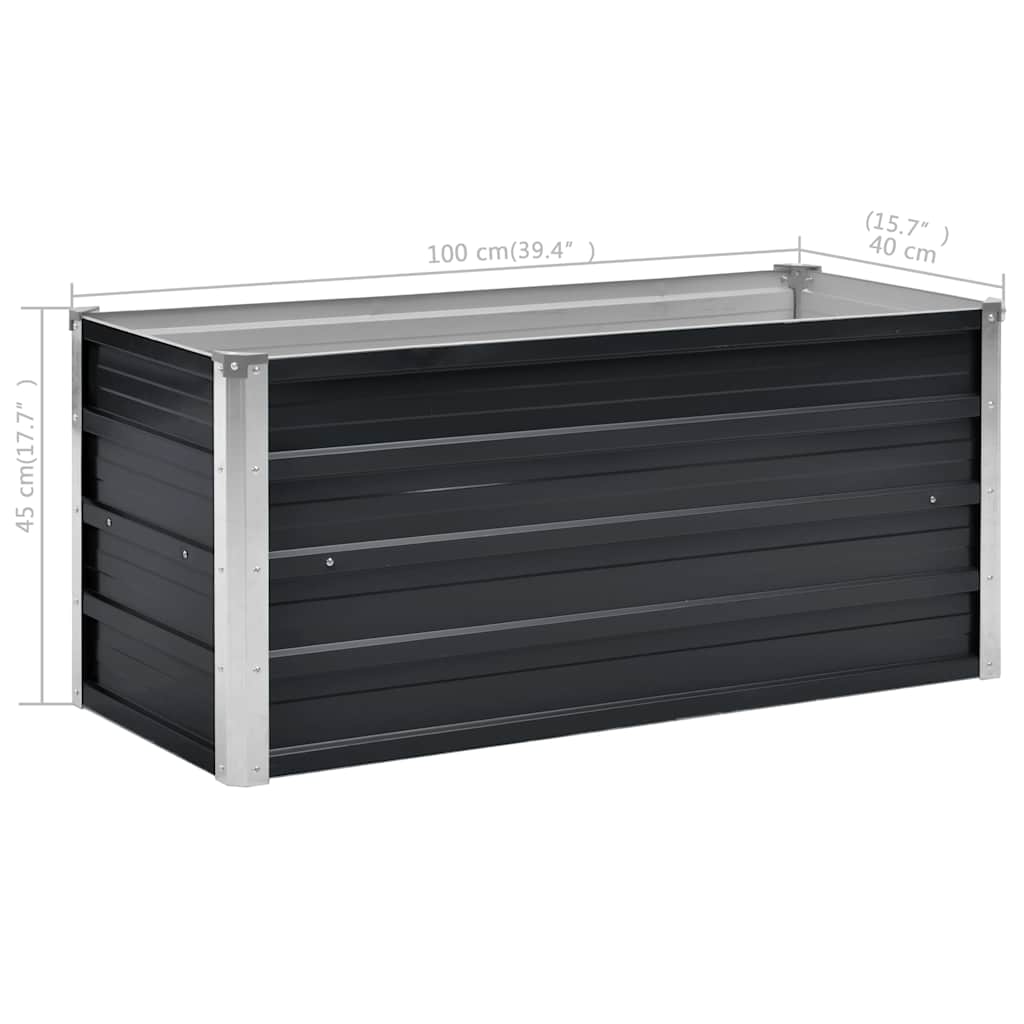 Arriate de acero galvanizado gris antracita 100x40x45 cm
