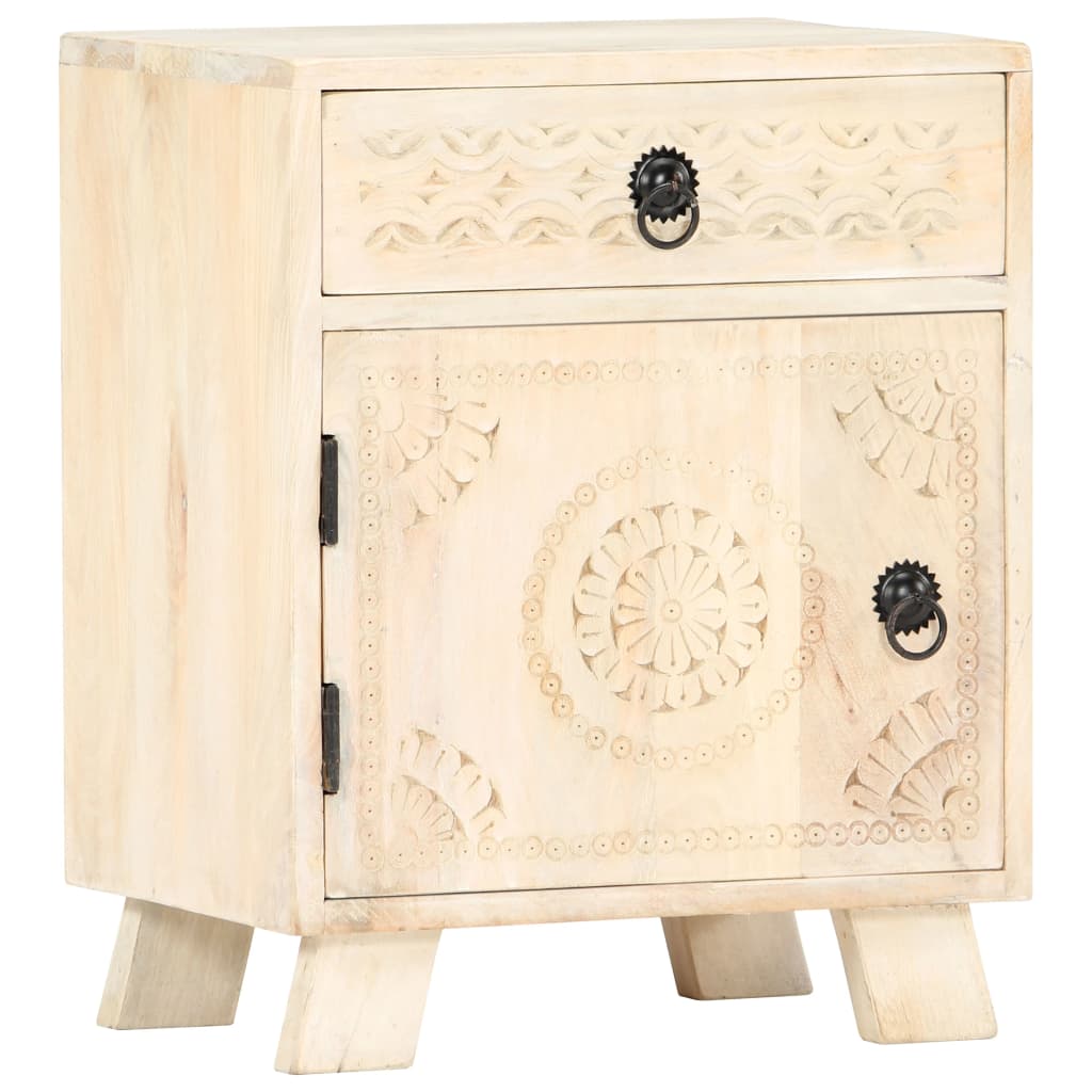 Mesita de noche de madera maciza de mango 40x30x50 cm