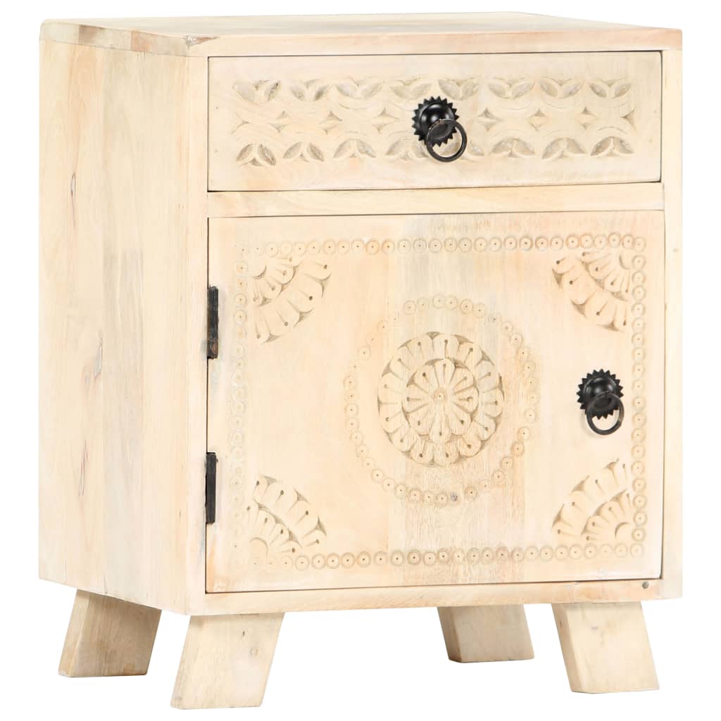 Mesita de noche de madera maciza de mango 40x30x50 cm