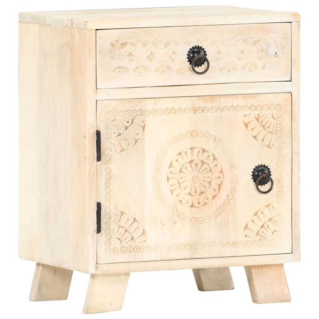 Mesita de noche de madera maciza de mango 40x30x50 cm
