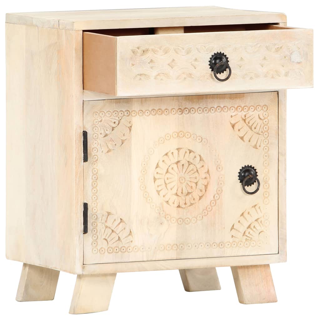 Mesita de noche de madera maciza de mango 40x30x50 cm