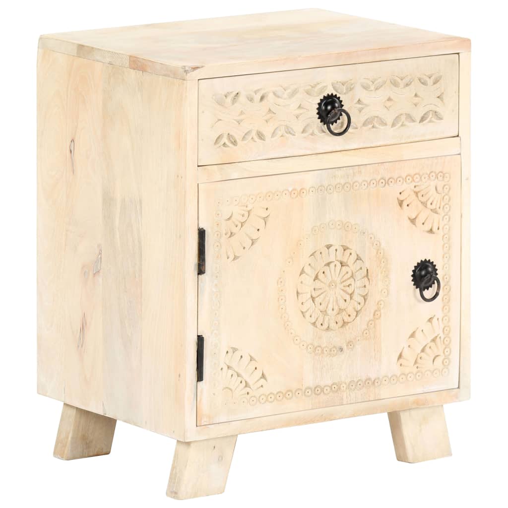 Mesita de noche de madera maciza de mango 40x30x50 cm