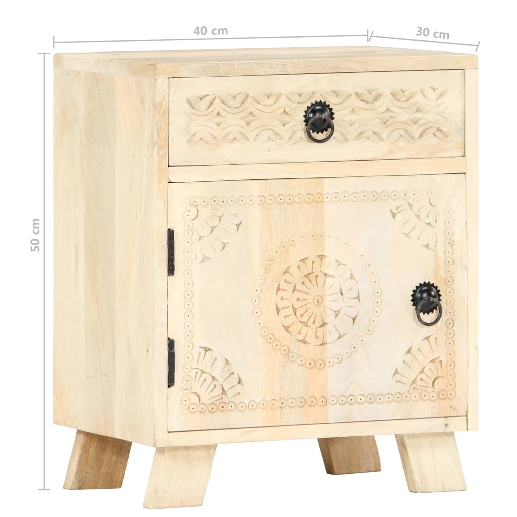 Mesita de noche de madera maciza de mango 40x30x50 cm