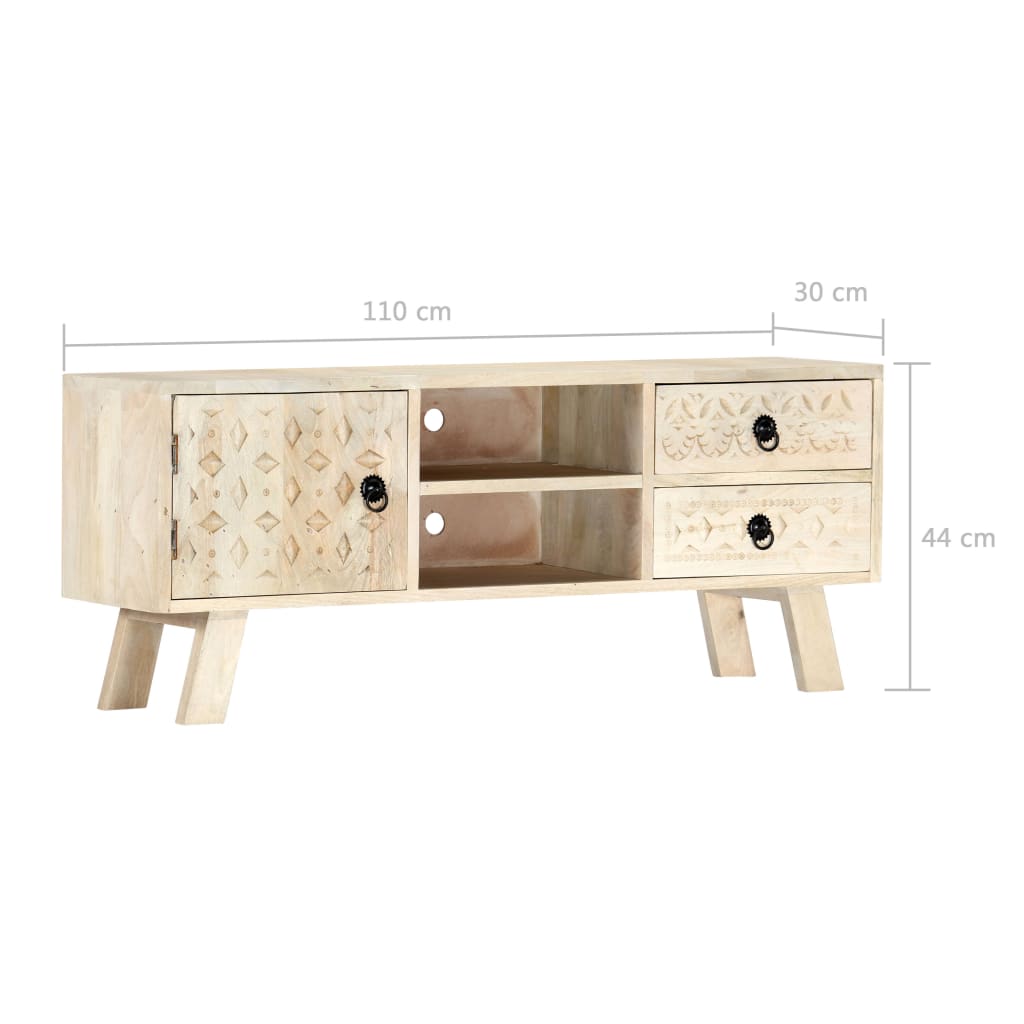 Mueble para TV de madera maciza de mango 110x30x44 cm