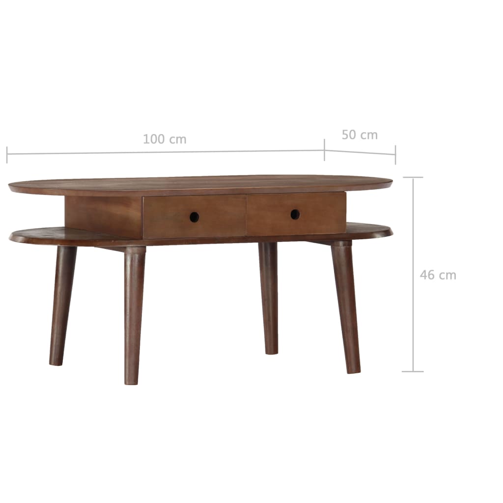 Mesa de centro de madera maciza de acacia 100x50x46 cm