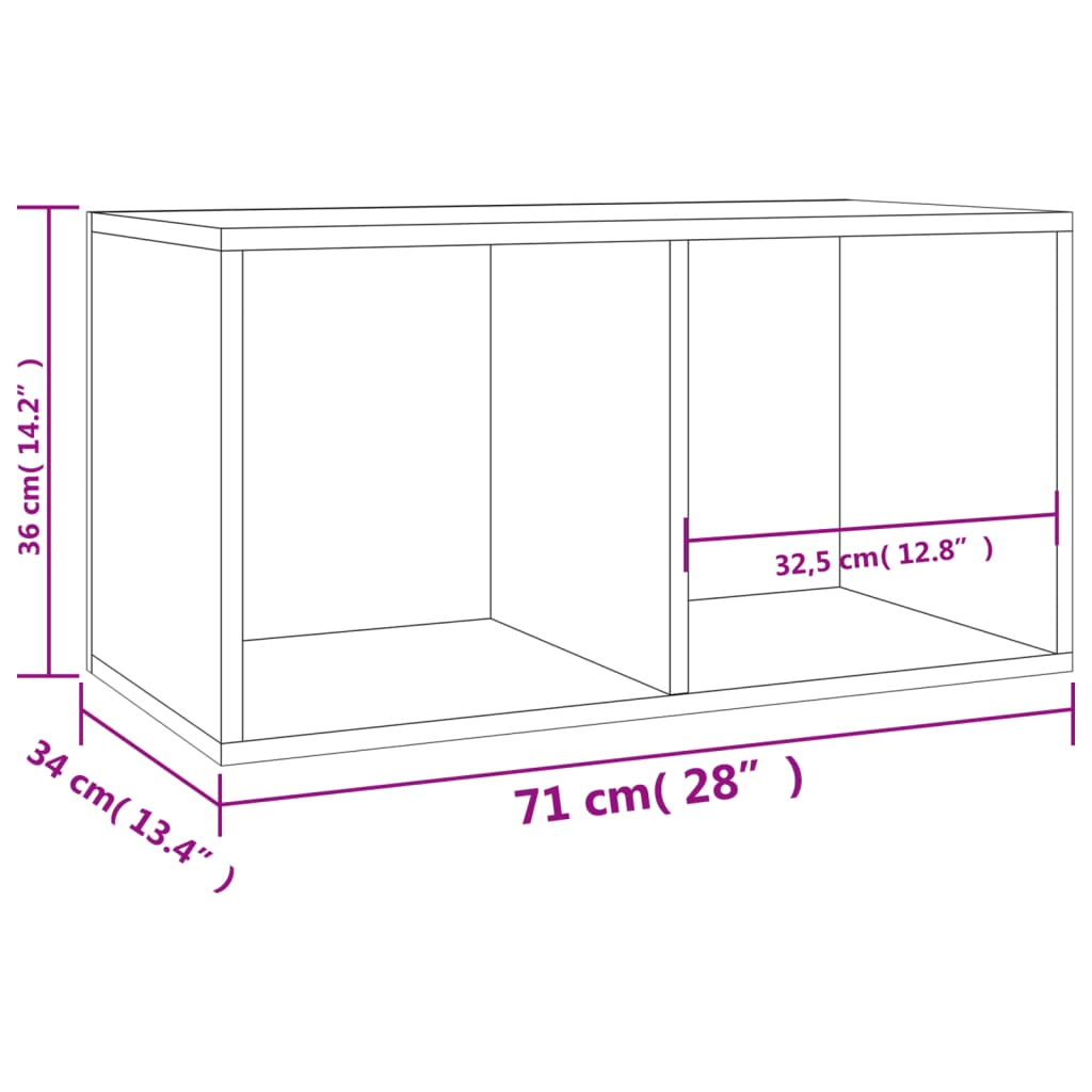 Caja para discos de vinilo madera contrachapada gris 71x34x36cm