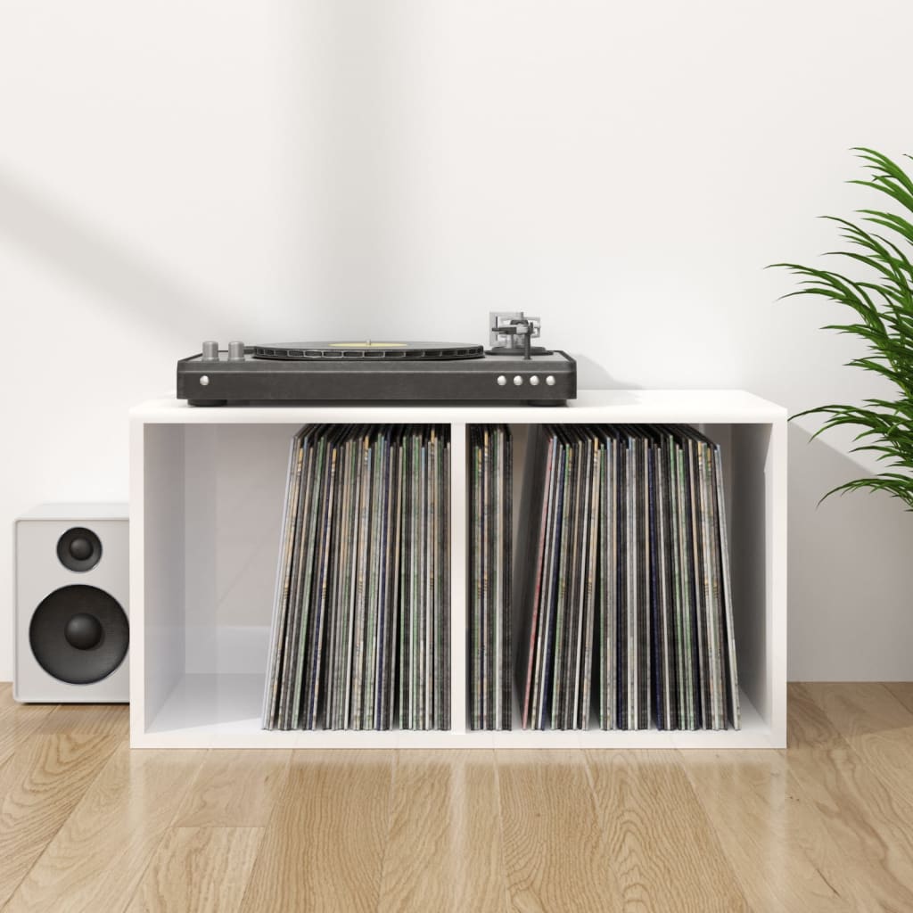 Caja para discos de vinilo madera contrachapada gris 71x34x36cm