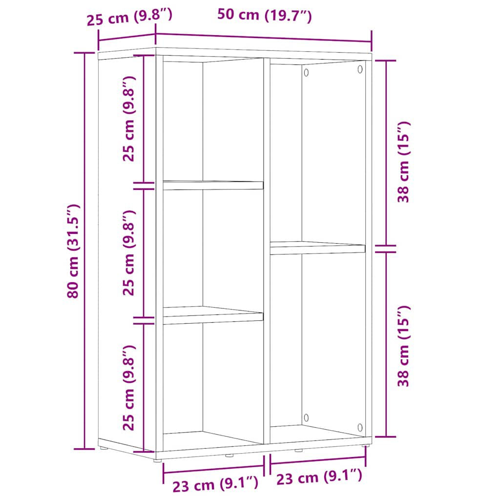 Estantería/Aparador madera contrachapada blanco 50x25x80 cm