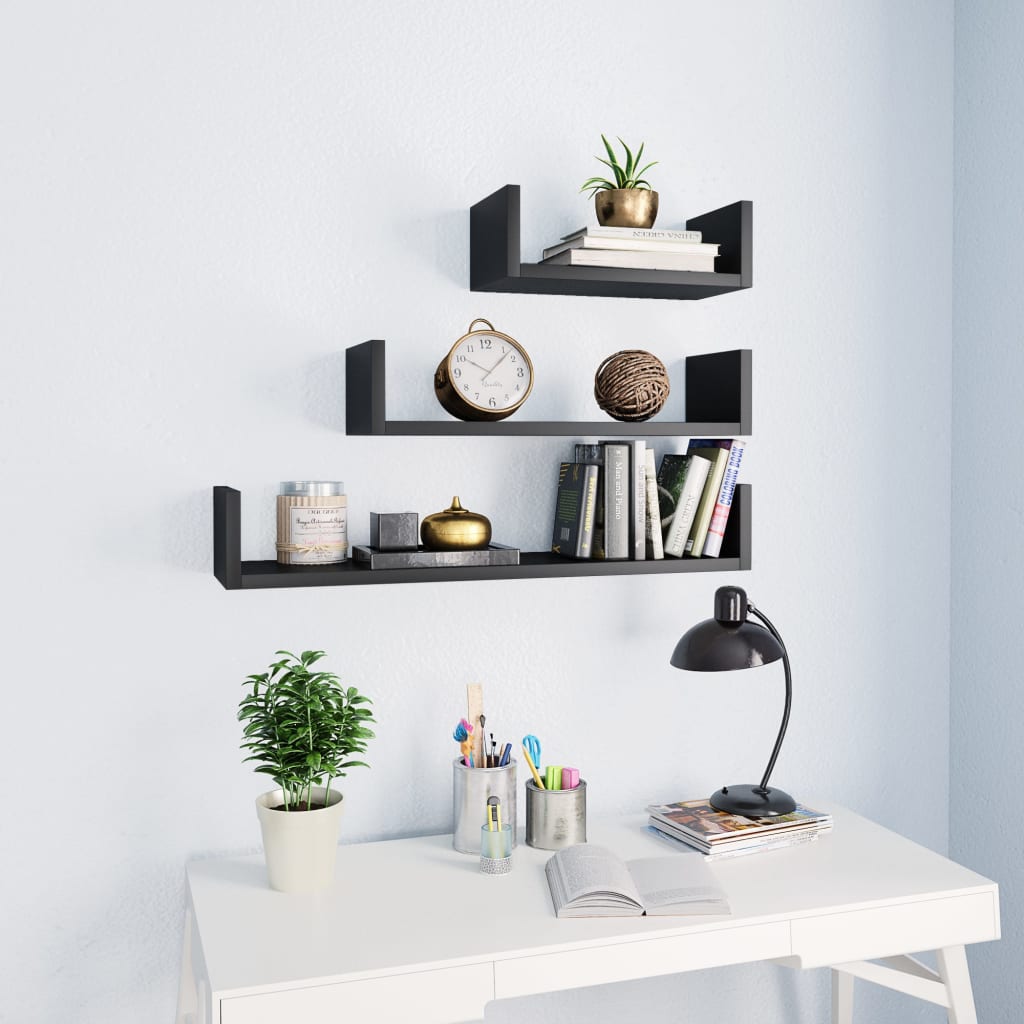 Wall shelf 3 pieces plywood white