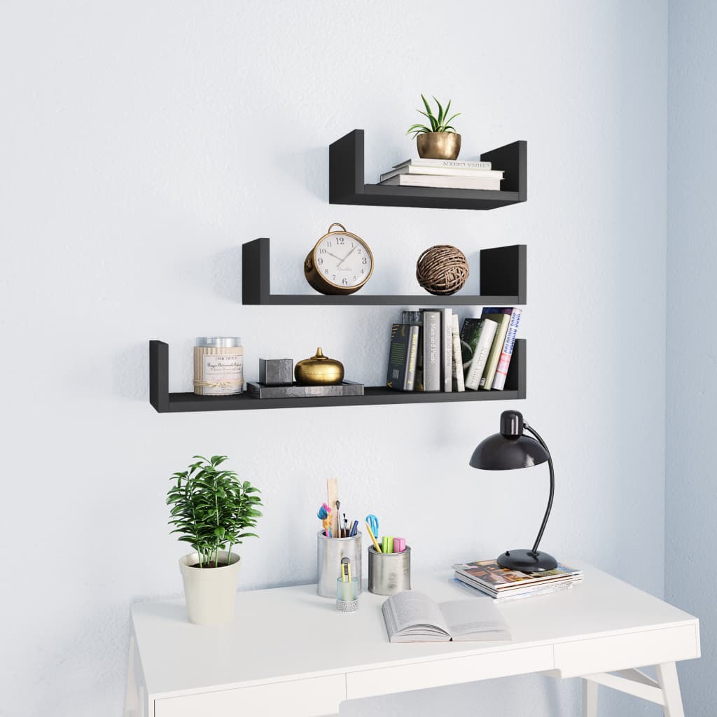 Wall shelf 3 pieces plywood white