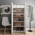 Zapatero de madera contrachapada blanco 80x35,5x180 cm
