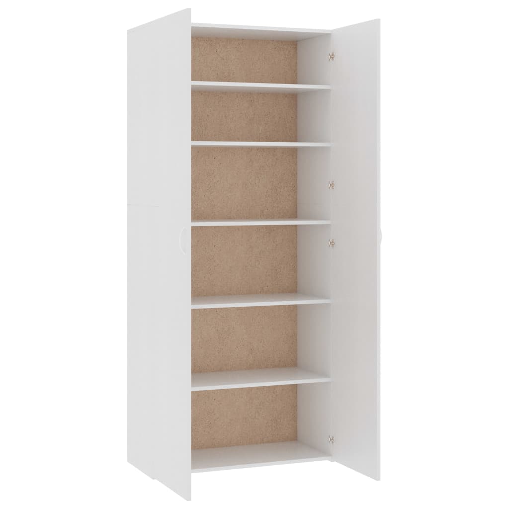 Zapatero de madera contrachapada blanco 80x35,5x180 cm