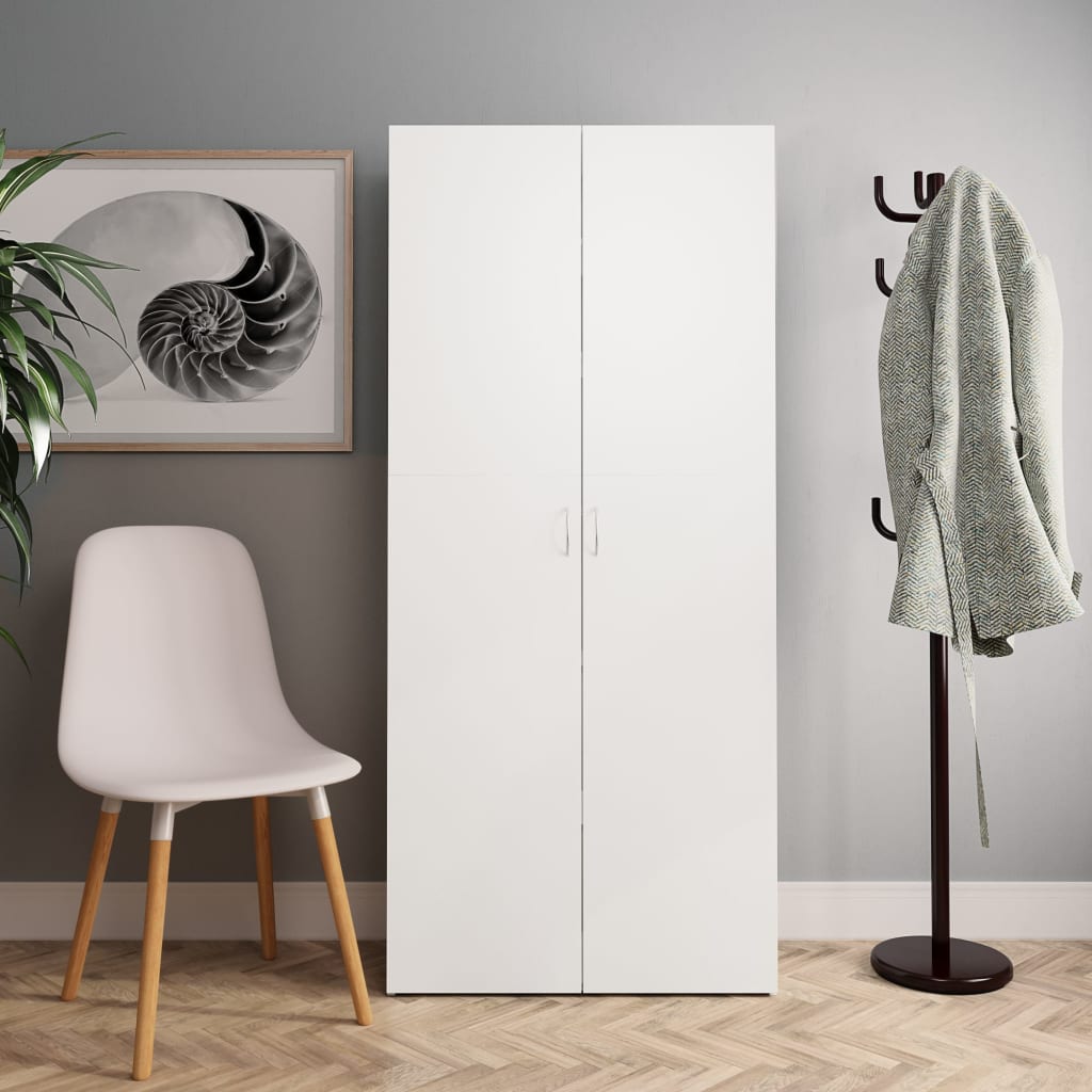 Zapatero de madera contrachapada blanco 80x35,5x180 cm
