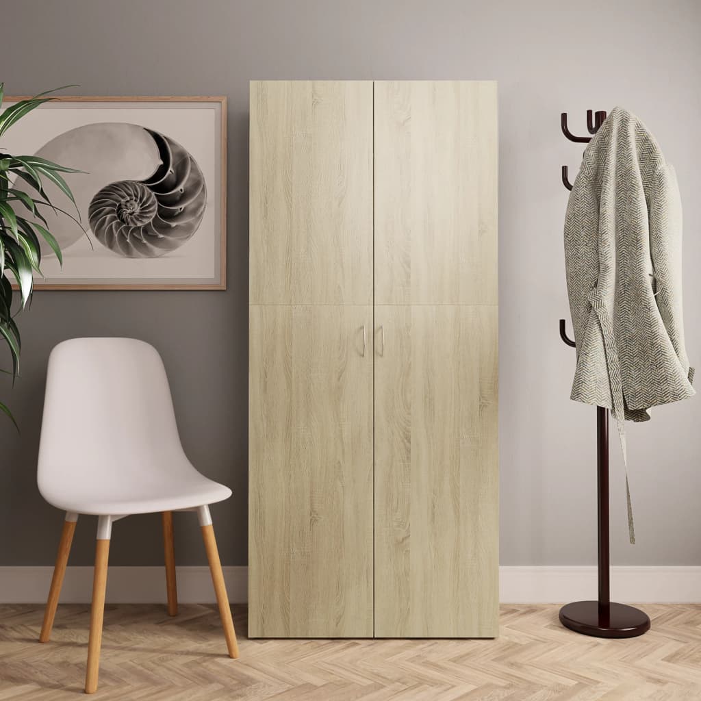 Zapatero de madera contrachapada blanco 80x35,5x180 cm
