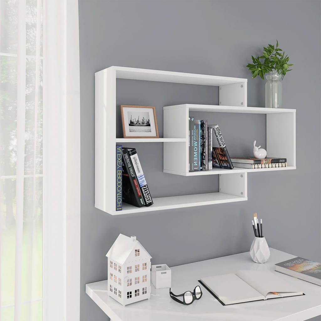 Estantes de pared contrachapada gris brillante 104x20x58,5 cm