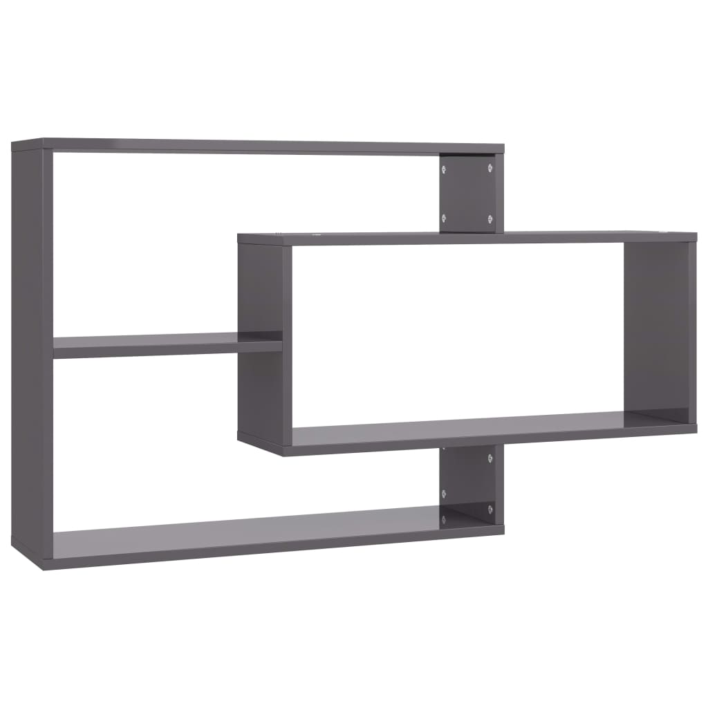 Estantes de pared contrachapada gris brillante 104x20x58,5 cm