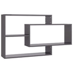 Estantes de pared contrachapada gris brillante 104x20x58,5 cm