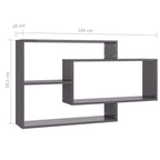Estantes de pared contrachapada gris brillante 104x20x58,5 cm