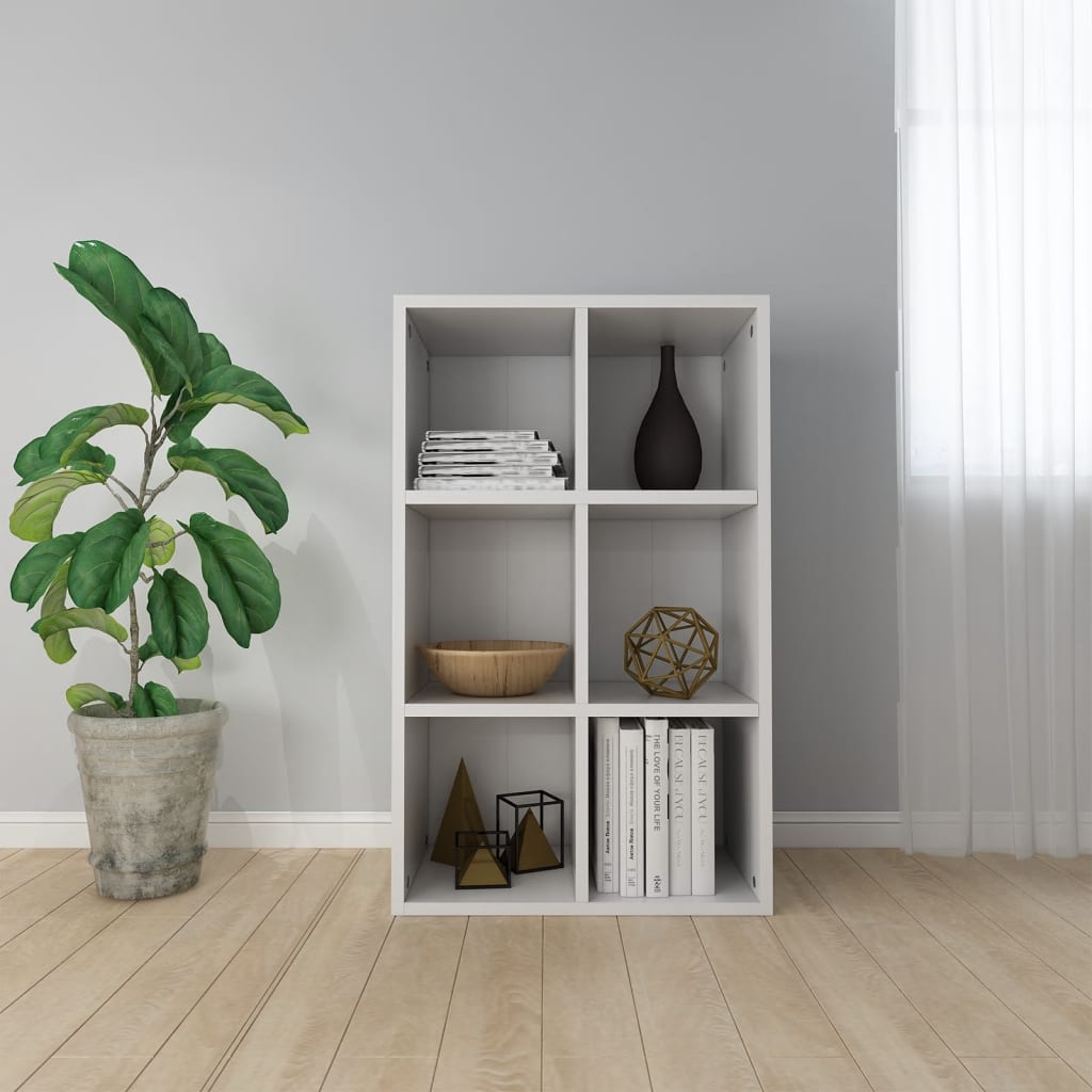 Estantería/Aparador contrachapada blanco brillo 66x30x130 cm