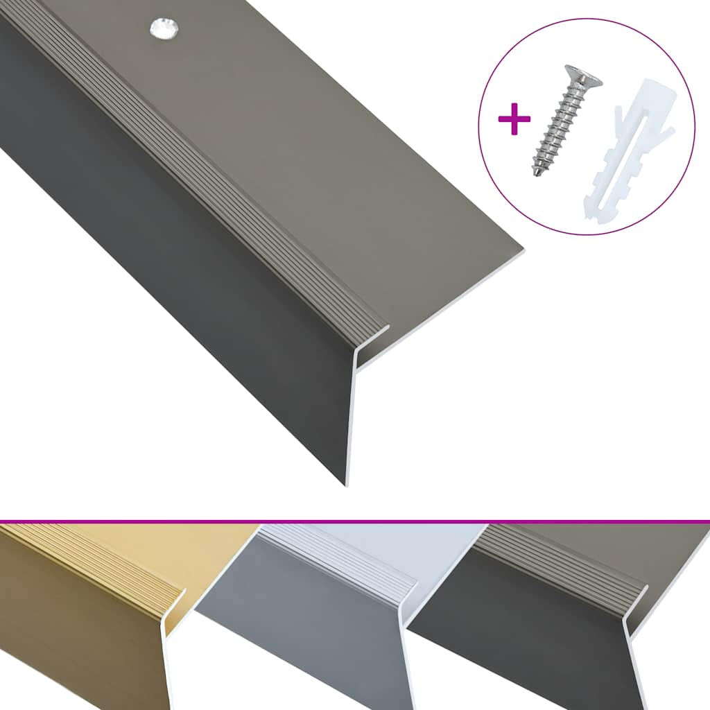 Cantoneras de escalera forma de F 15 uds aluminio marrón 100 cm