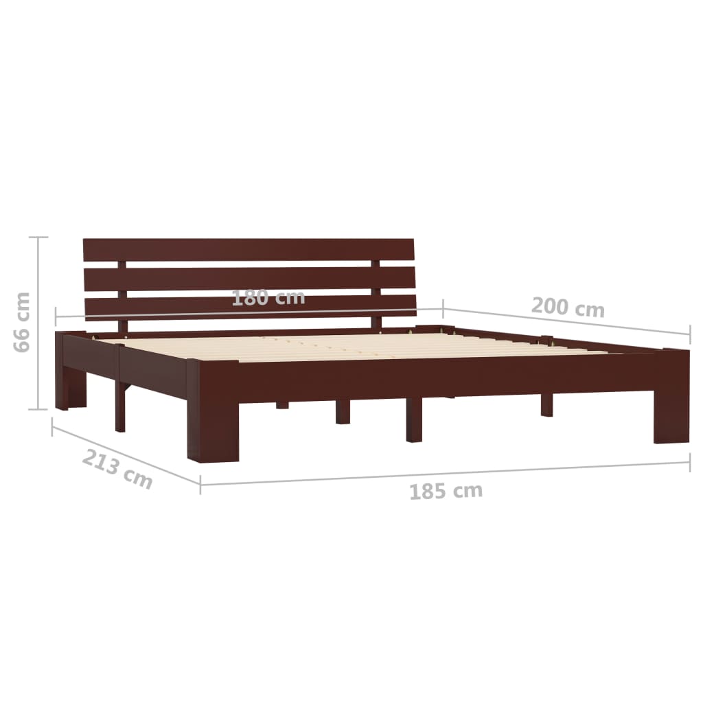 Estructura cama sin colchón madera pino marrón oscuro 180x200 cm