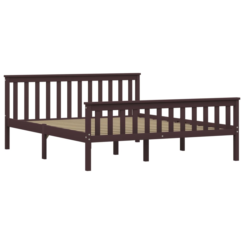 Estructura cama sin colchón madera pino marrón oscuro 160x200cm