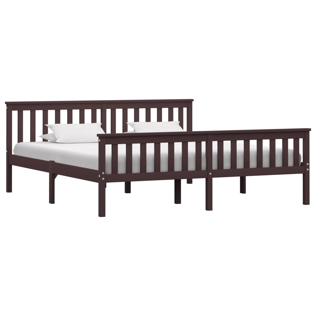 Estructura cama sin colchón madera pino marrón oscuro 160x200cm