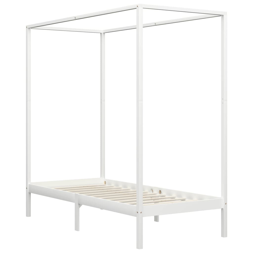Cama con dosel sin colchón madera maciza blanco 100x200 cm