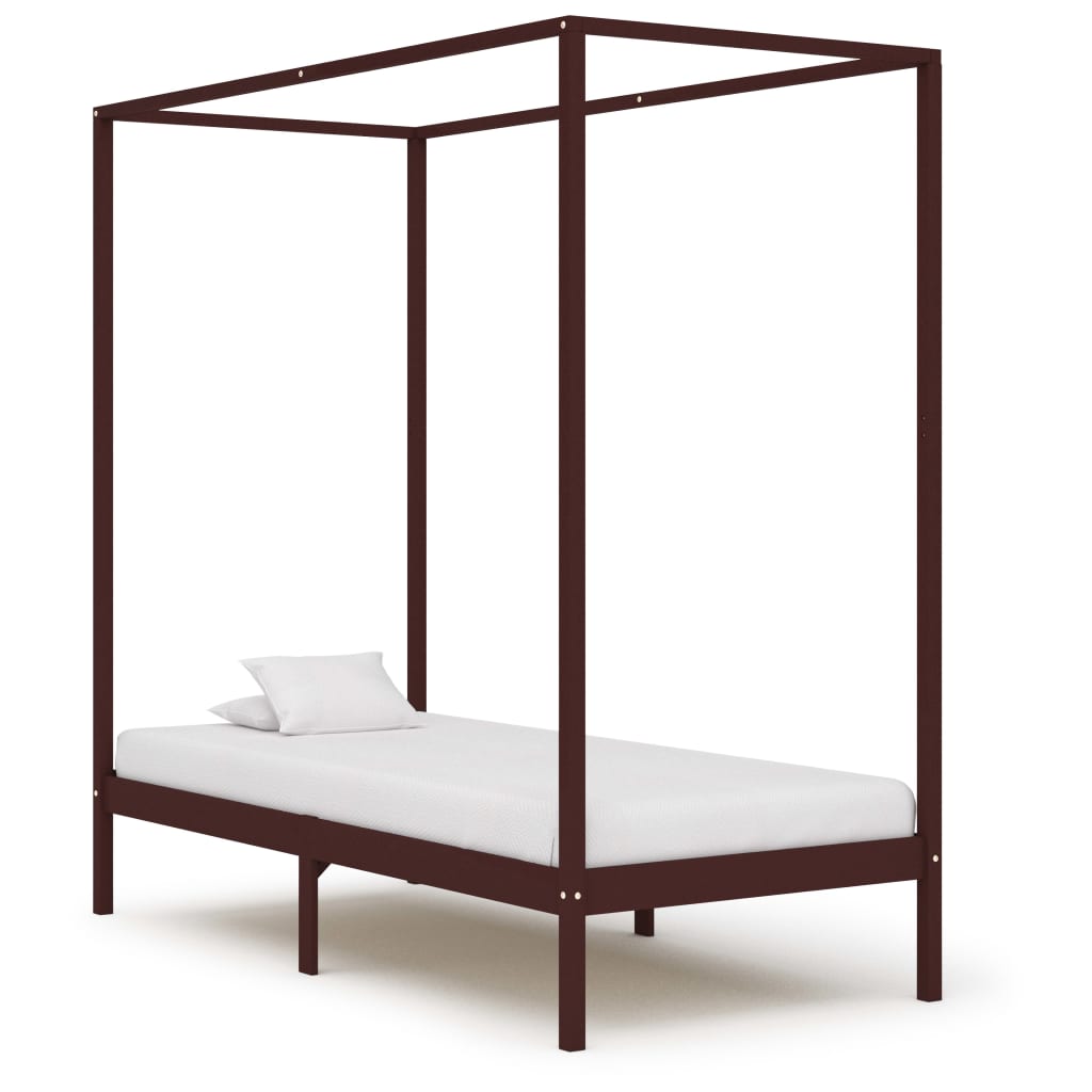 Cama con dosel sin colchón madera maciza blanco 100x200 cm