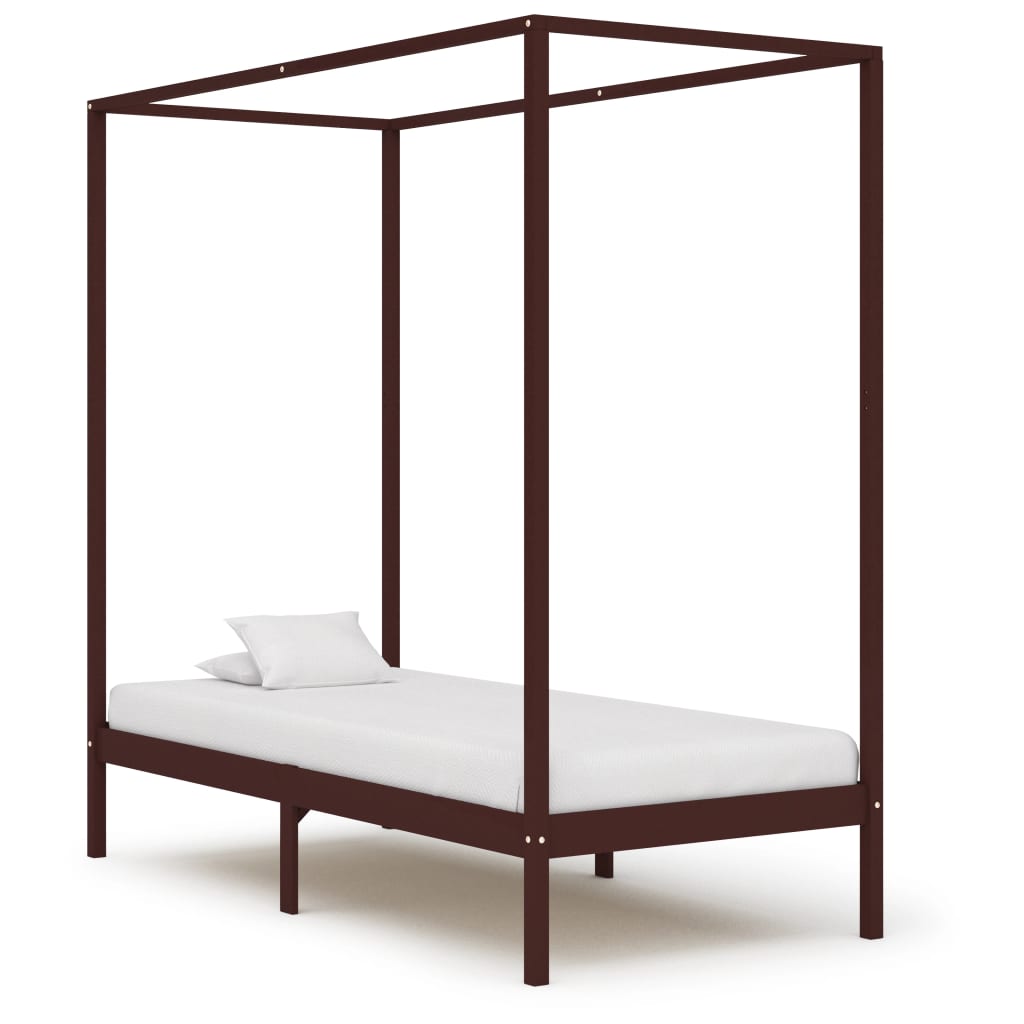 Cama con dosel sin colchón madera maciza blanco 100x200 cm