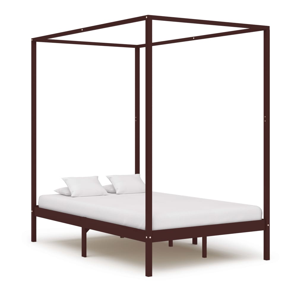 Cama con dosel sin colchón madera maciza 100x200 cm
