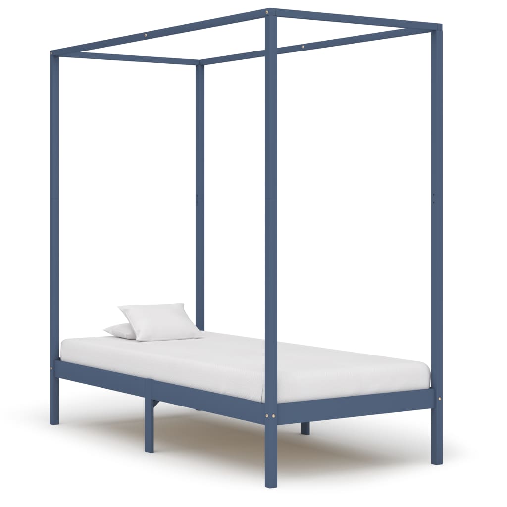 Cama con dosel sin colchón madera maciza blanco 100x200 cm