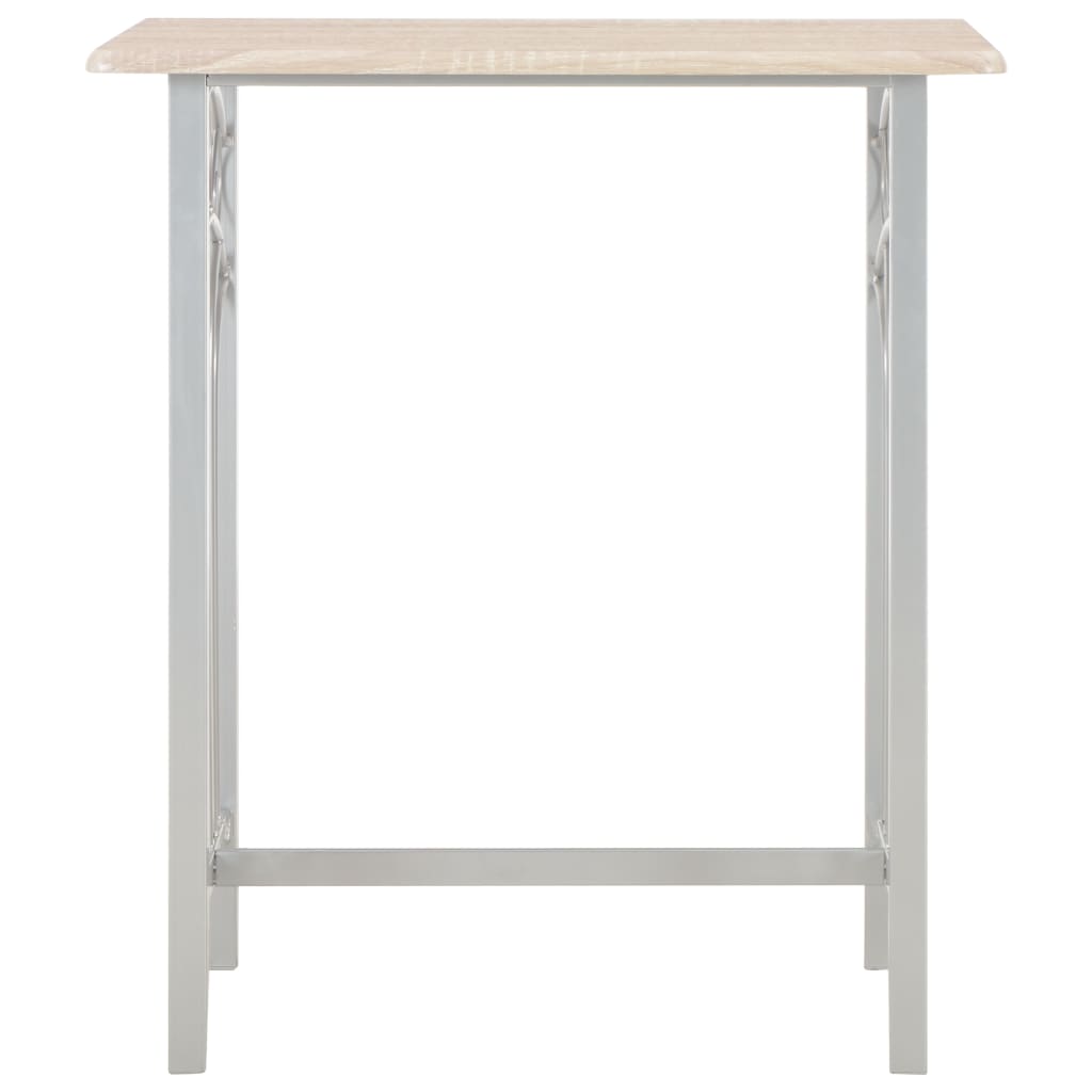 Set mesa y sillas altas de cocina 3 piezas madera y acero