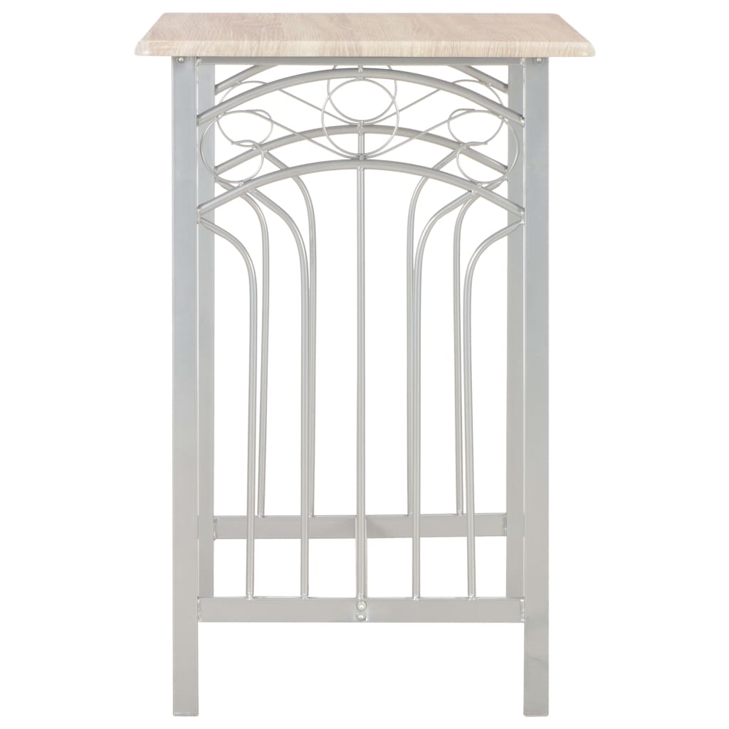 Set mesa y sillas altas de cocina 3 piezas madera y acero
