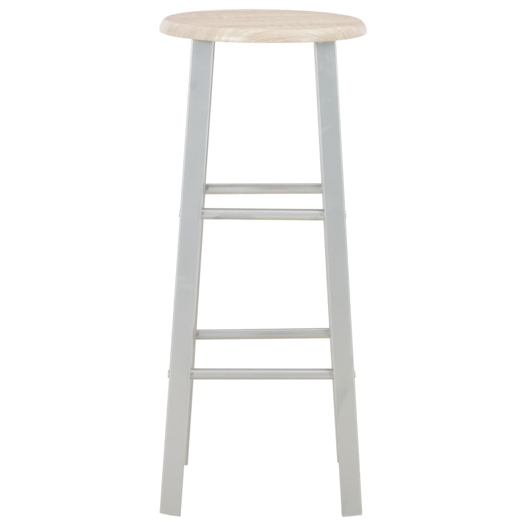 Set mesa y sillas altas de cocina 3 piezas madera y acero