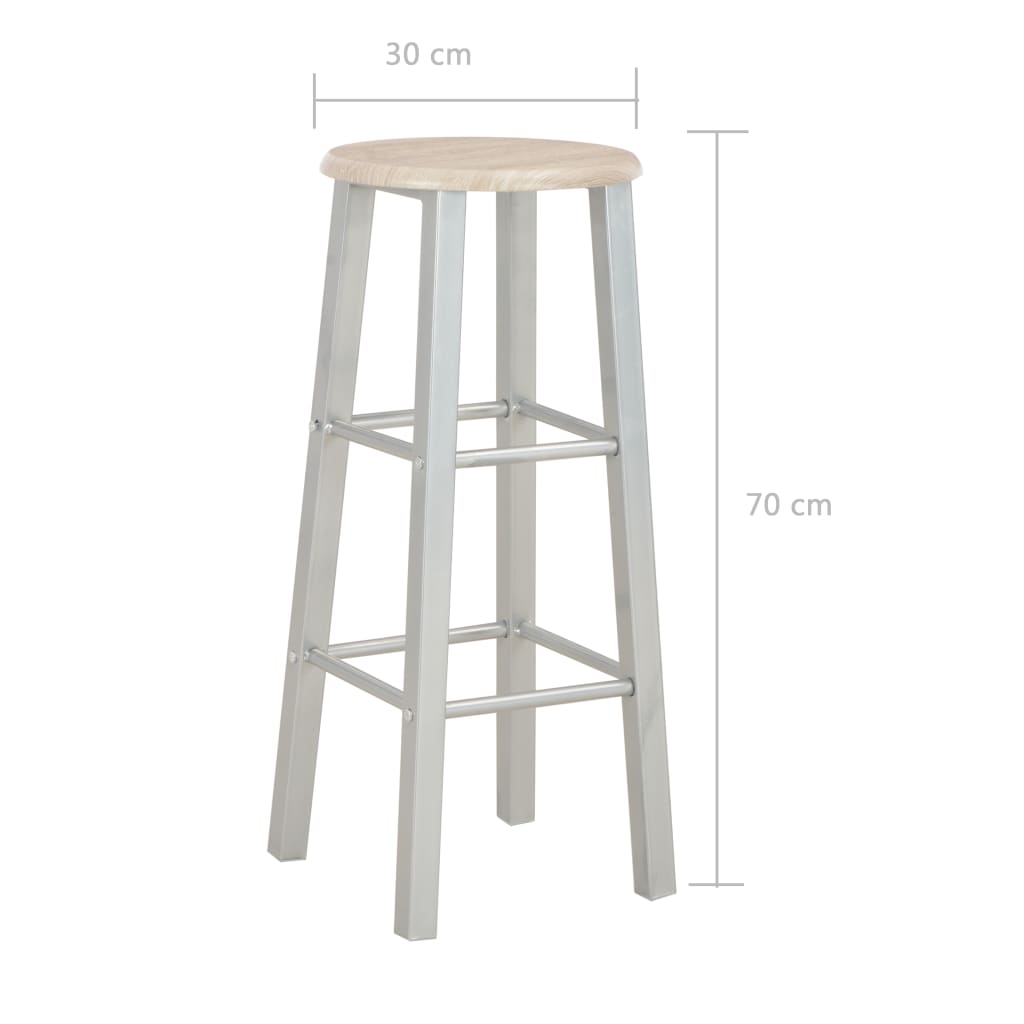 Set mesa y sillas altas de cocina 3 piezas madera y acero